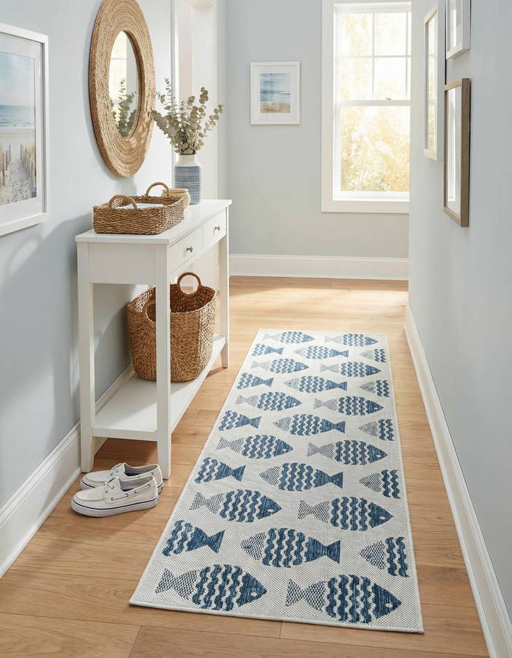 Detail image of 2' x 6'  Washable Coastal Indoor / Outdoor Runner Rug