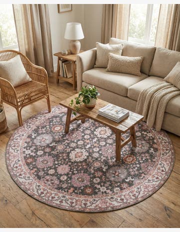 7' 10 x 7' 10 Washable Timeless Round Rug