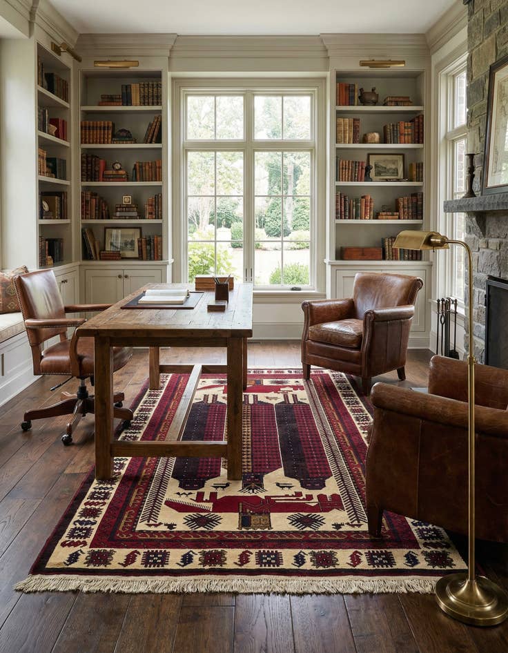 Detail image of 4' 2 x 7' 4  Hand Knotted Balouch Wool Rug