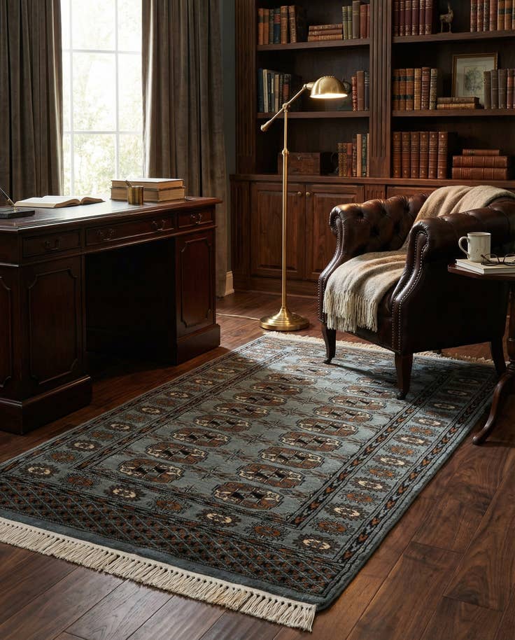 Detail image of 3' 1 x 4' 11 Hand Knotted Bokhara Wool Rug