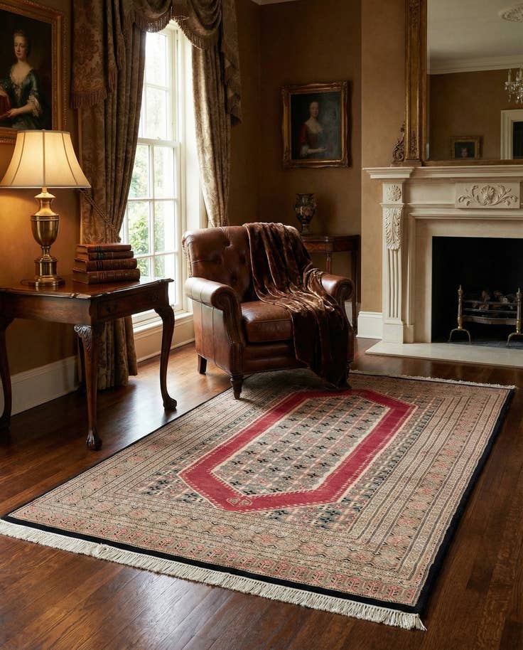 Detail image of 4' 2 x 6' 1 Hand Knotted Bokhara Oriental Rug