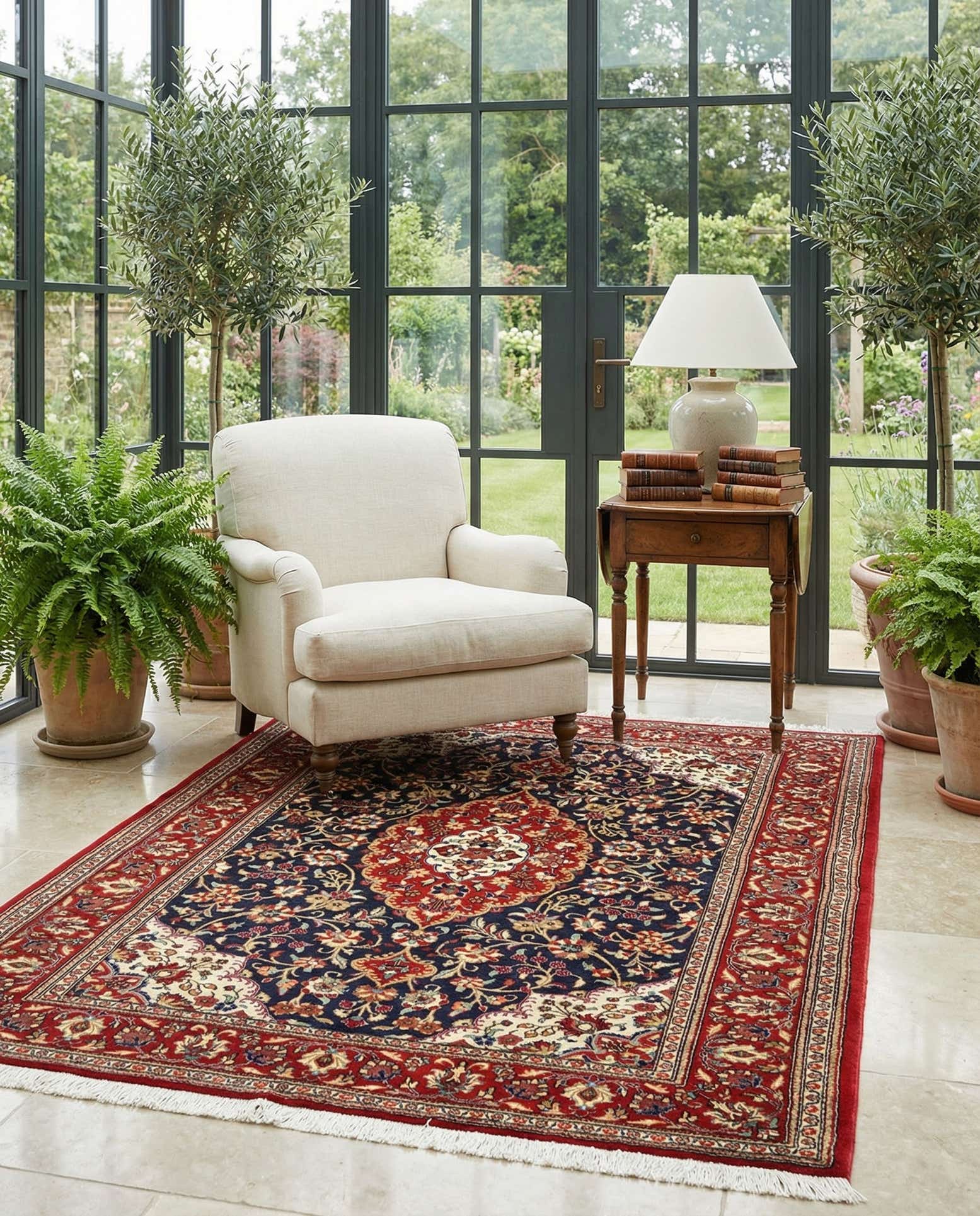 4' 11 x 6' 4 Hand Knotted Qom Persian Rug