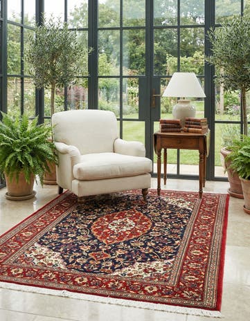4' 11 x 6' 4 Hand Knotted Qom Persian Rug