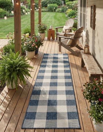 2' 7 x 12' Easy-Clean Checkered Indoor / Outdoor Runner Rug