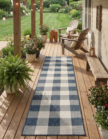2' 7 x 12' Easy-Clean Checkered Indoor / Outdoor Runner Rug