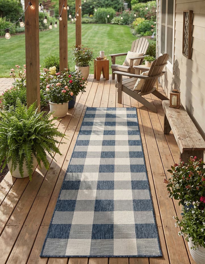 2' 7 x 12' Easy-Clean Checkered Indoor / Outd...