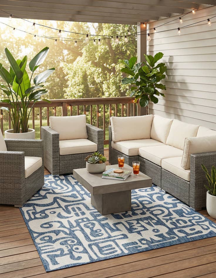 Detail image of 5' 3 x 8'  Washable Modern Indoor / Outdoor Rug