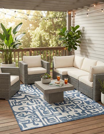 5' 3 x 8' Easy-Clean Modern Indoor / Outdoor Rug
