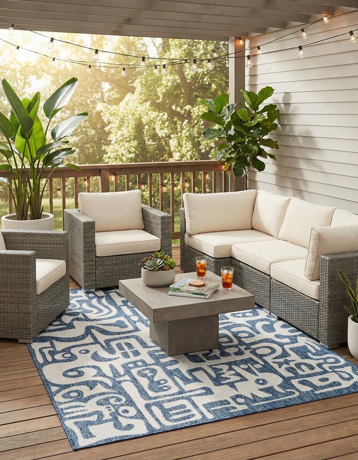 5' 3 x 8' Easy-Clean Modern Indoor / Outdoor...