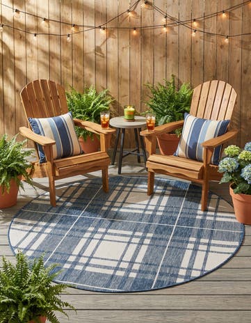 6' x 6' Easy-Clean Checkered Indoor / Outdoor Round Rug