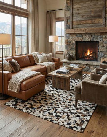 5' x 8' Cowhide Leather Rug