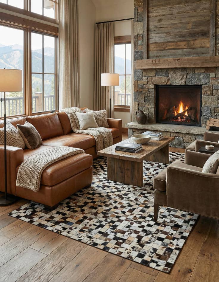 Detail image of  5' x 8' Cowhide Leather Rug