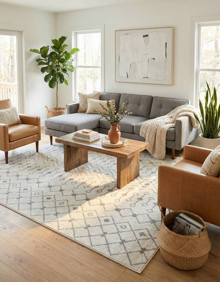 Detail image of  7' 10 x 7' 10 Moroccan Trellis Square Rug