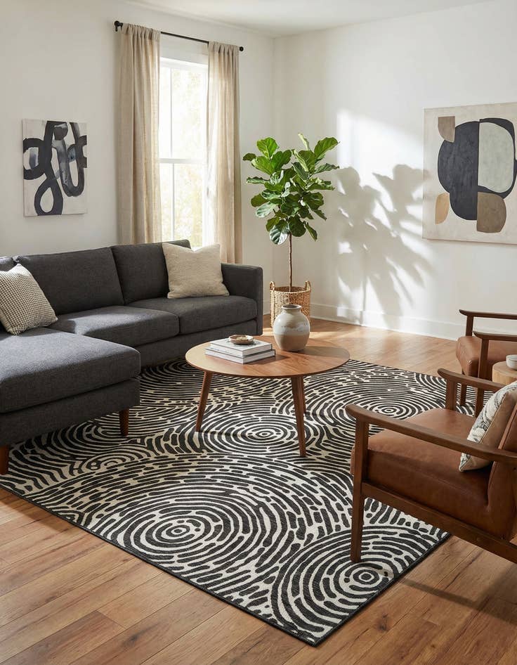 Detail image of  10' x 10'  Washable Modern Indoor / Outdoor Square Rug