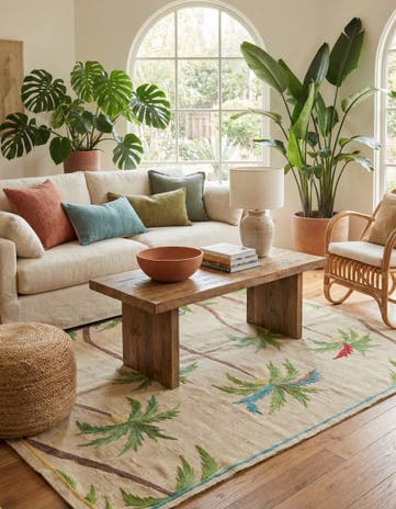 5' 1 x 6' 6 Hand Woven Kilim Suzani Wool Rug