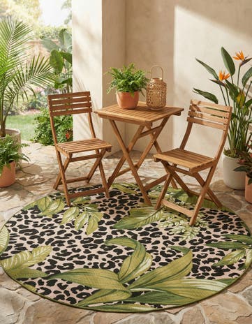 5' x 5' Easy-Clean Botanical Indoor / Outdoor Round Rug