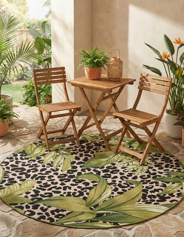 5' x 5' Easy-Clean Botanical Indoor / Outdoor Round Rug
