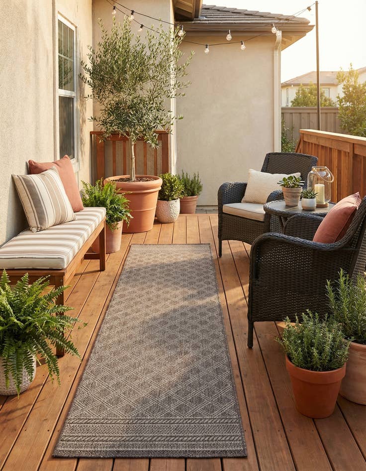 Detail image of 2' 7 x 12'  Washable Trellis Indoor / Outdoor Runner Rug