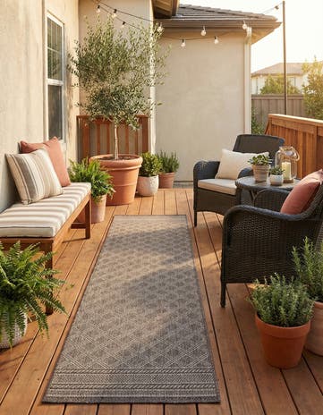 2' 7 x 12' Easy-Clean Lattice Indoor / Outdoor Runner Rug