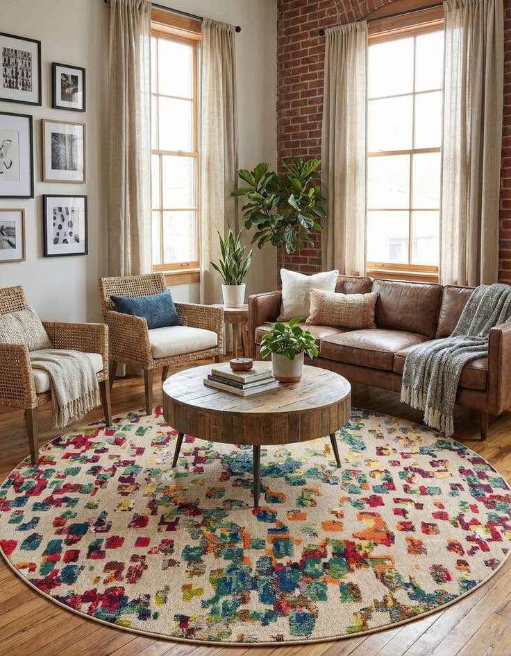 Detail image of  7' 10 x 7' 10  Washable Casablanca Indoor / Outdoor Round Rug