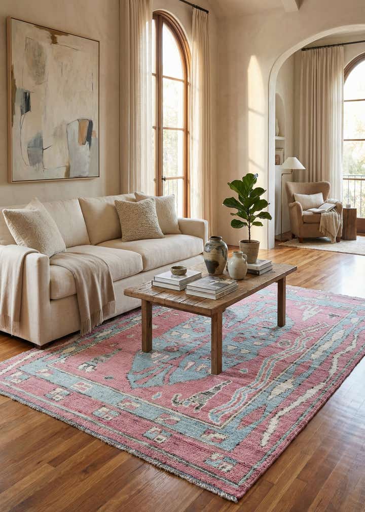 5' 9 x 9' 2 Hand Knotted Moroccan Wool Rug