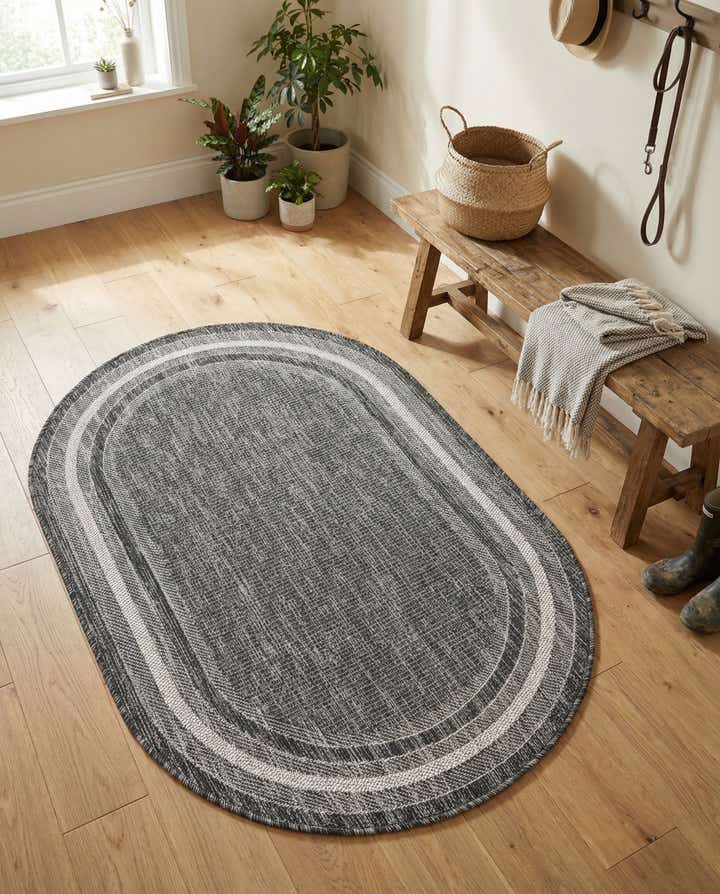 3' x 5' 3 Easy-Clean Border Indoor / Outdoor Oval Rug