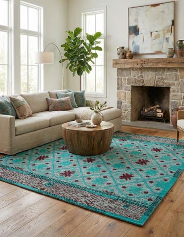 8' 6 x 9' 7 Hand Knotted Darya Wool Square Rug