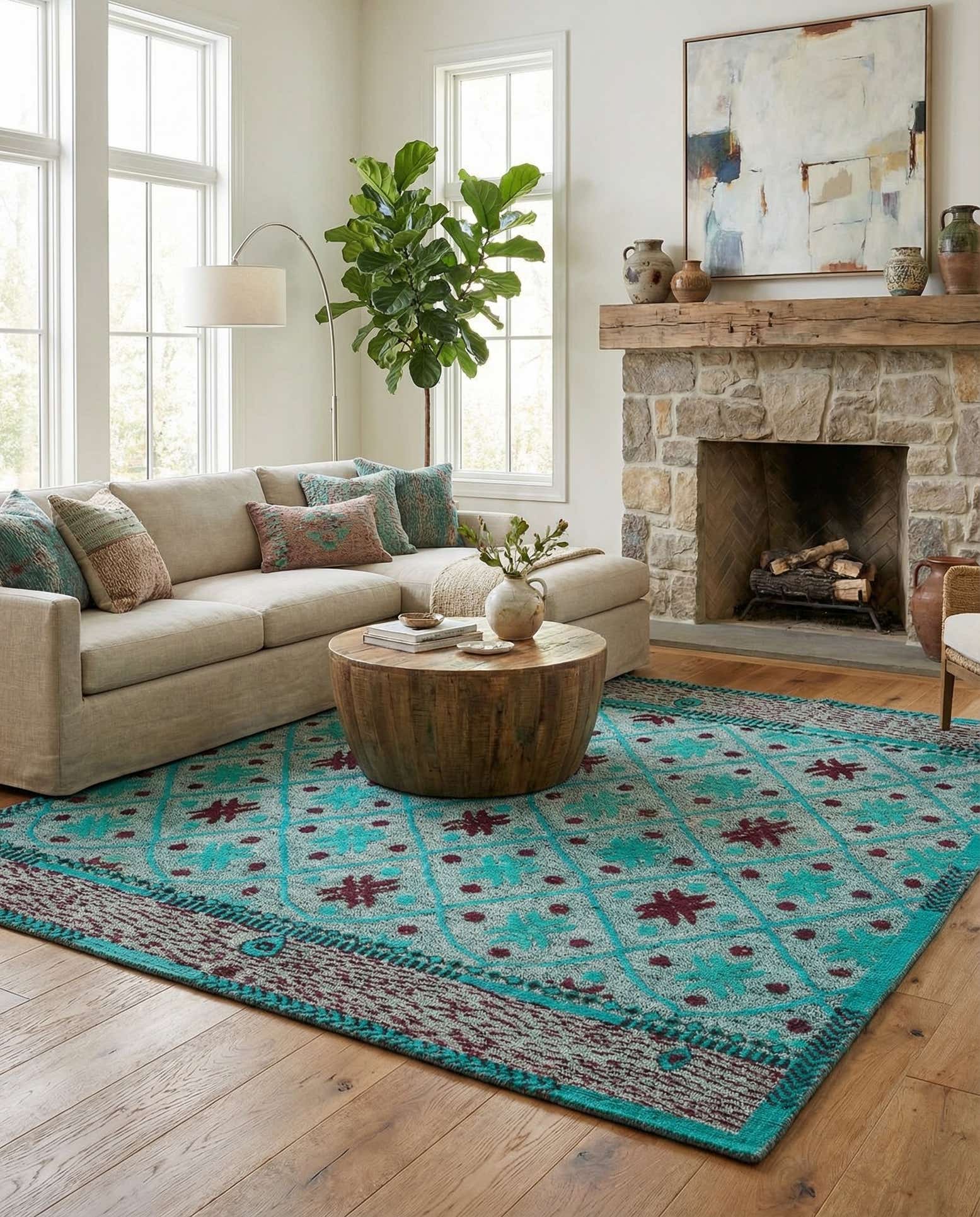 8' 6 x 9' 7 Hand Knotted Darya Wool Square Rug