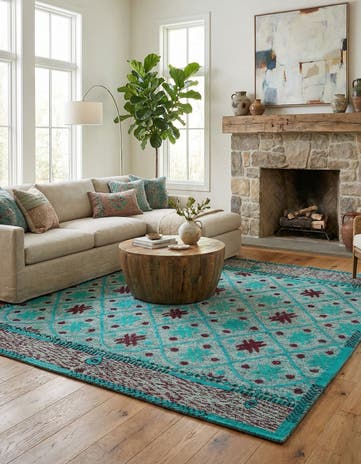 8' 6 x 9' 7 Hand Knotted Darya Wool Square Rug