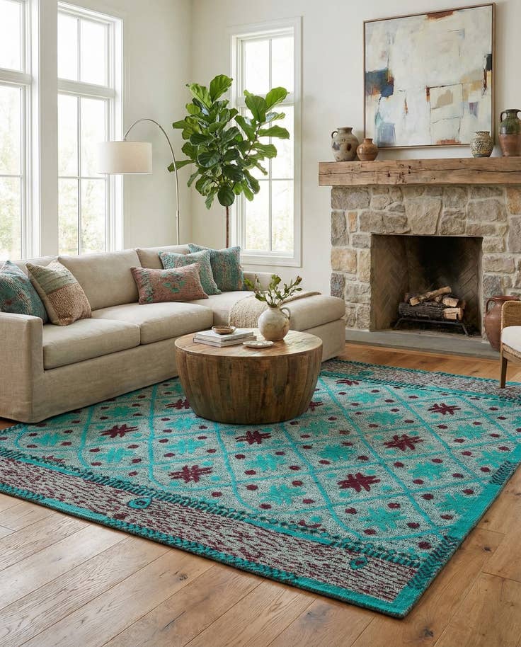 Detail image of 8' 6 x 9' 7 Hand Knotted Darya Wool Square Rug
