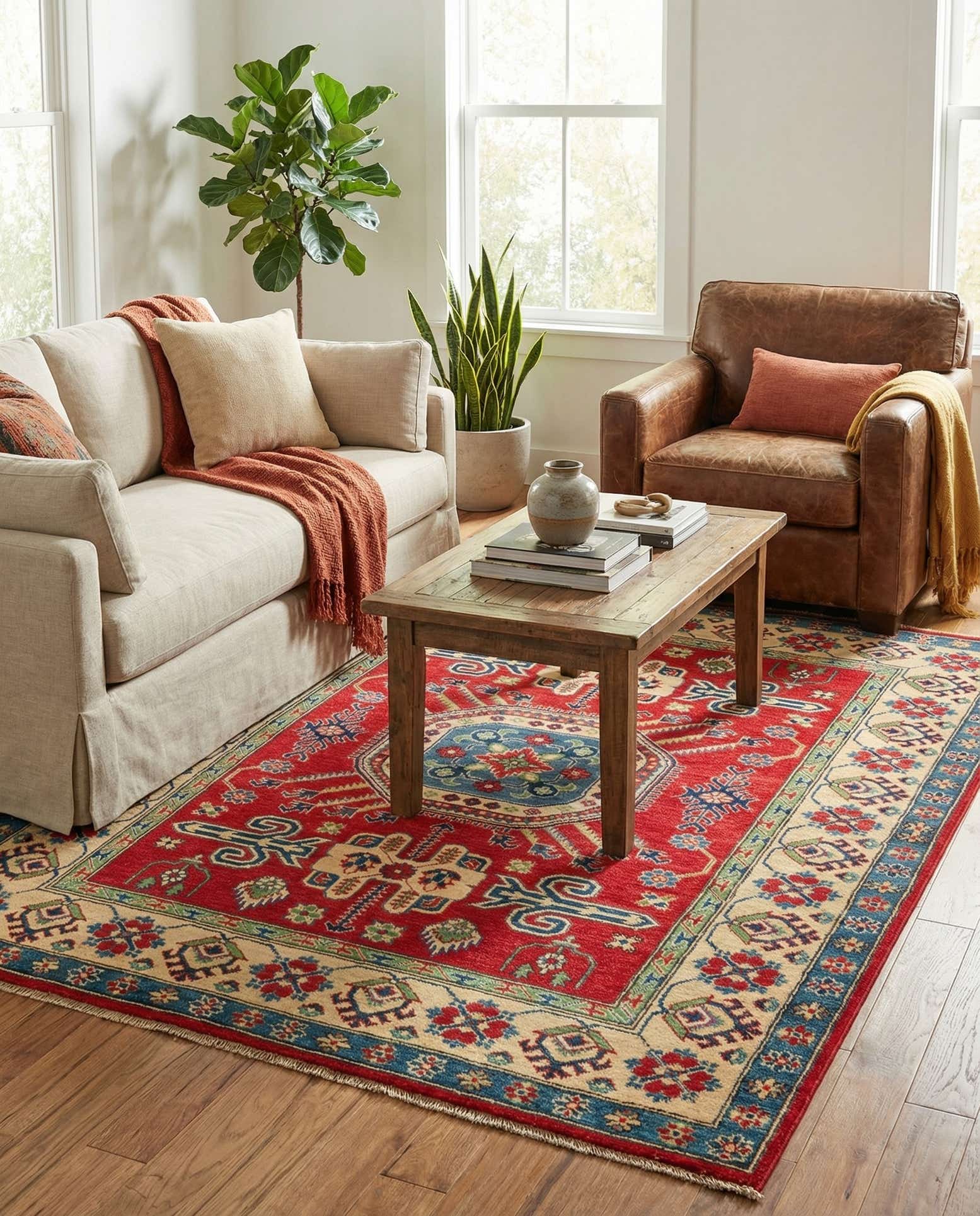 5' x 6' 10 Hand Knotted Kazak Rug