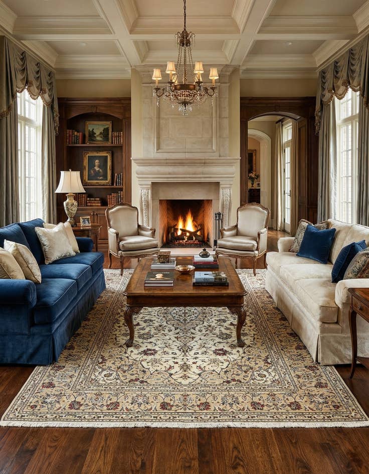 Detail image of 6' 6 x 9' 7 Kashan Wool Rug