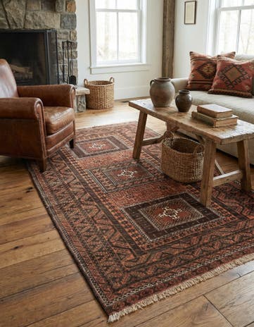 3' 11 x 7' 1 Hand Knotted Balouch Persian Wool Rug