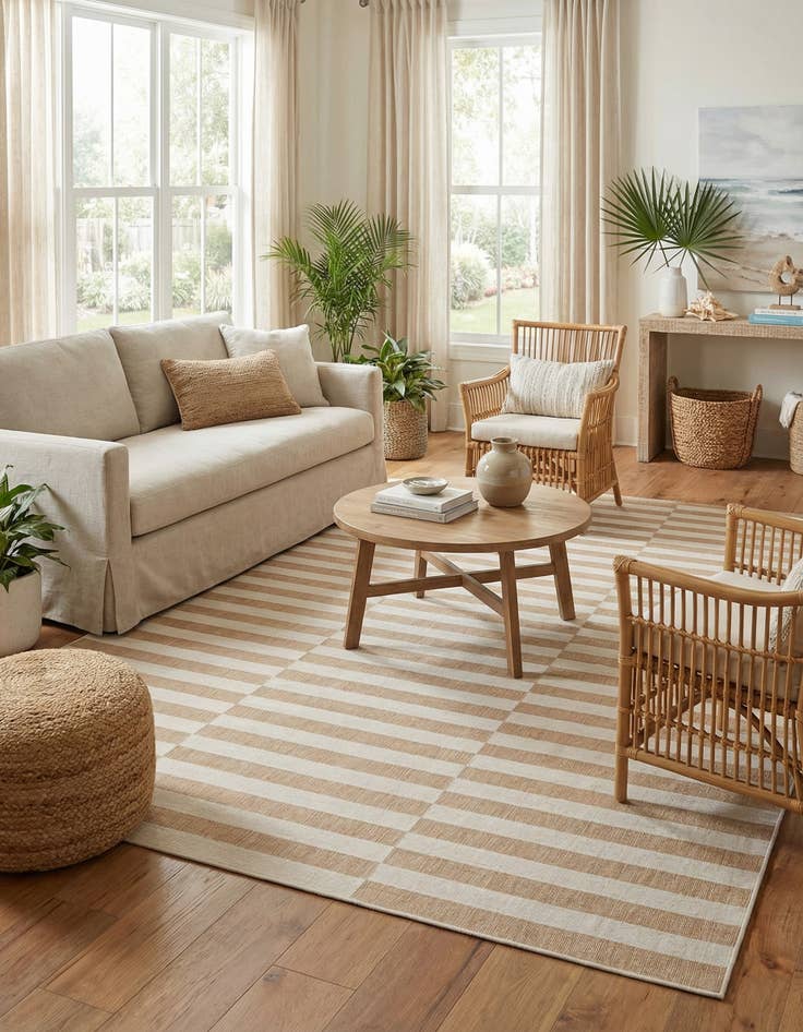 Detail image of 10' x 13'  Washable Striped Indoor / Outdoor Rug