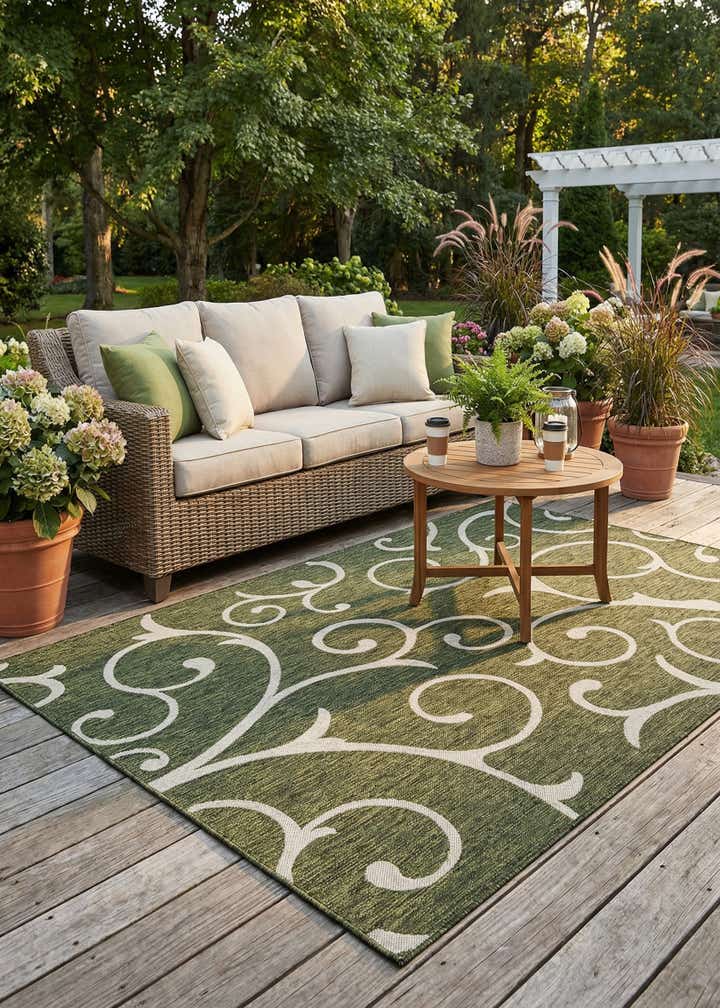 6' x 9' Easy-Clean Botanical Indoor / Outdoor Rug