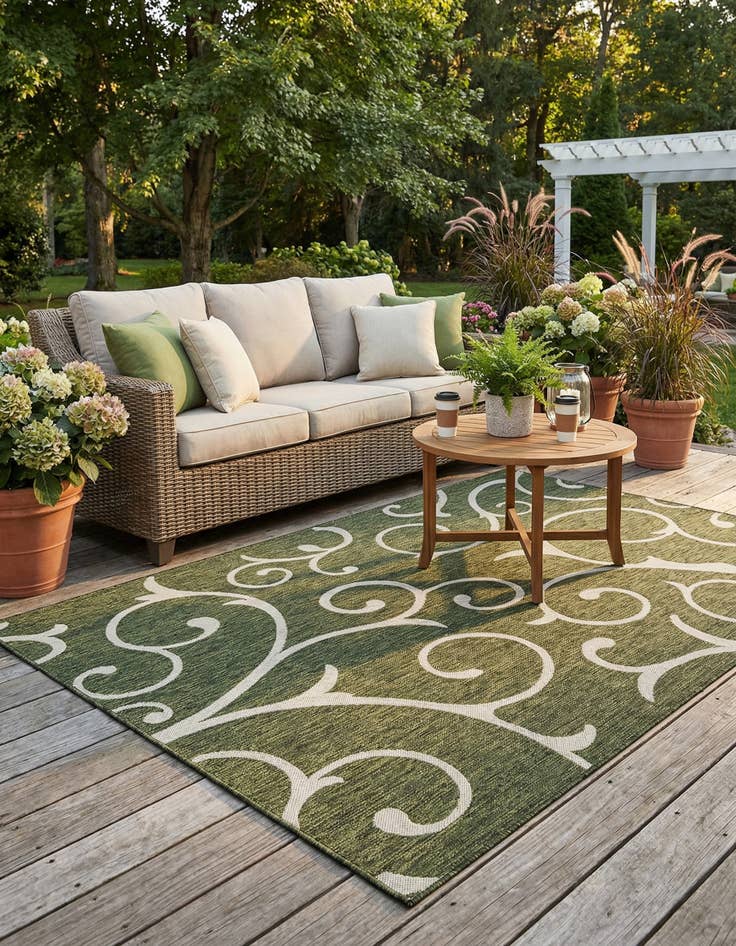 Detail image of 6' x 9' Easy-Clean Botanical Indoor / Outdoor Rug