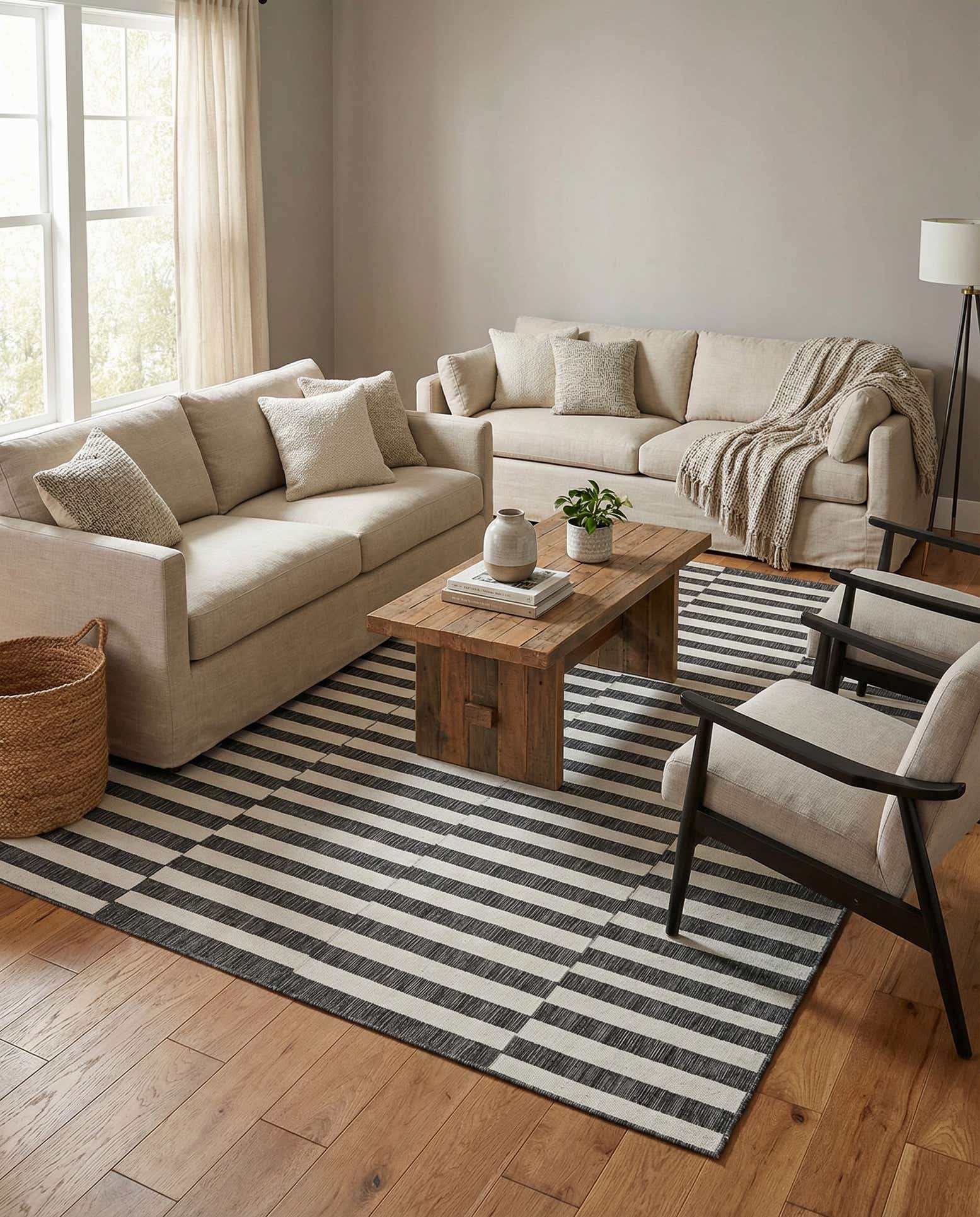 7' 10 x 11' Easy-Clean Striped Indoor / Outdoor Rug