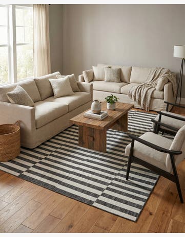 7' 10 x 11' Easy-Clean Striped Indoor / Outdoor Rug