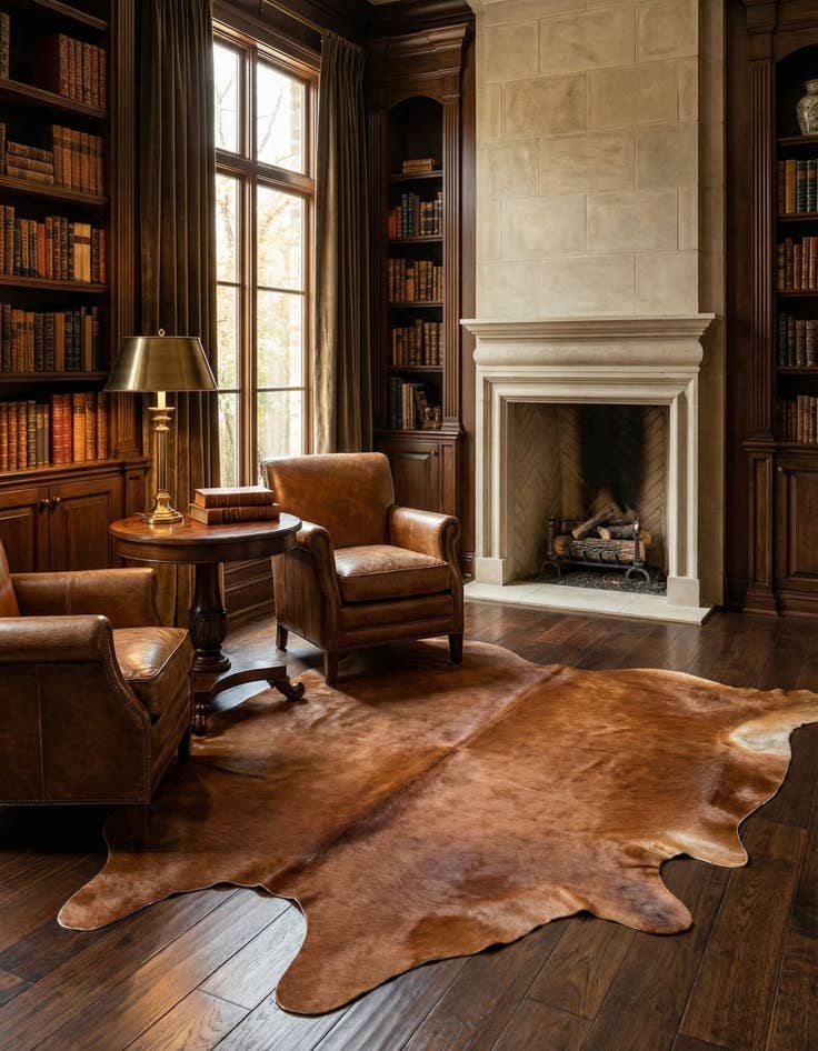 Detail image of 6' 6 x 7' 1 Cowhide Leather Rug