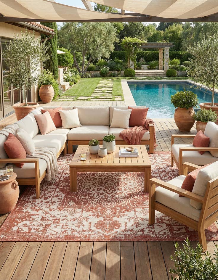 Detail image of 13' x 13'  Washable Jill Zarin Dubai Indoor / Outdoor Square Rug