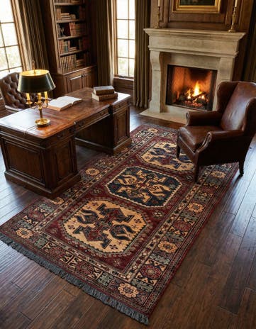 4' 1 x 6' 9 Hand Knotted Kazak Wool Rug