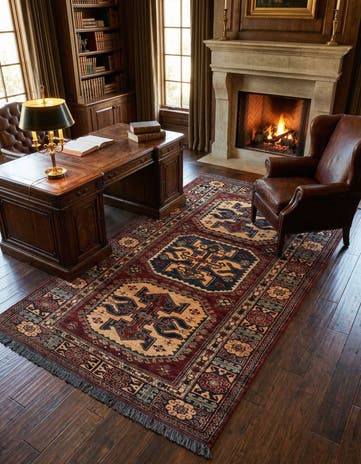 4' 1 x 6' 9 Hand Knotted Kazak Wool Rug