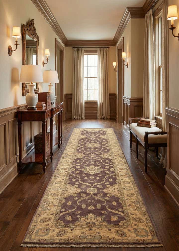 2' 8 x 9' 7 Hand Knotted Peshawar Ziegler Runner Rug