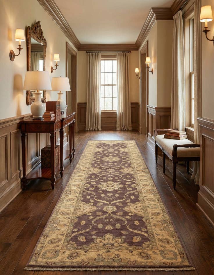 Detail image of 2' 8 x 9' 7 Hand Knotted Peshawar Ziegler Runner Rug