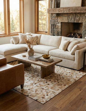 5' 1 x 8' 2 Cowhide Leather Rug