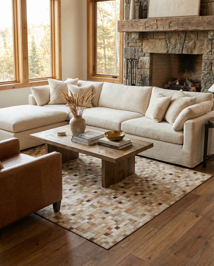 Detail image of 5' 1 x 8' 2 Cowhide Leather Rug