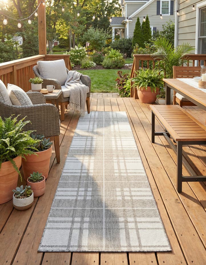 2' 7 x 12' Easy-Clean Checkered Indoor / Outd...