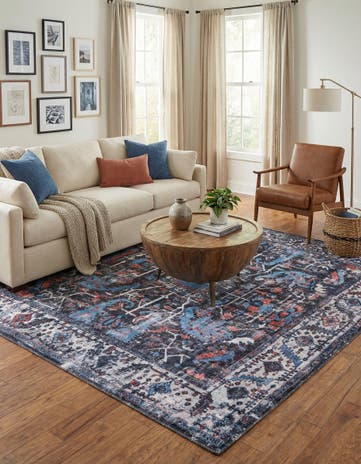 Black Washable Mangata Square Rug