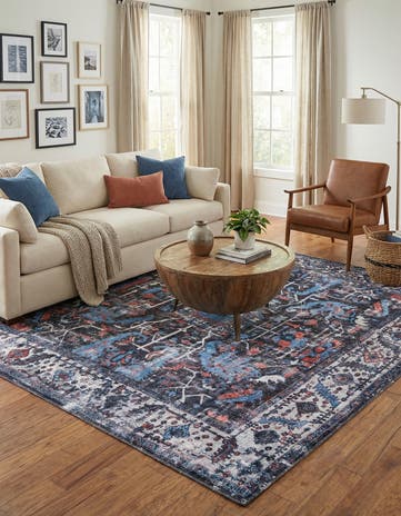 Black Washable Mangata Square Rug