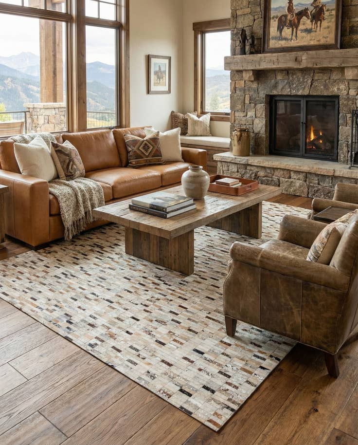 Detail image of 8' 2 x 9' 11 Cowhide Stocks Rug